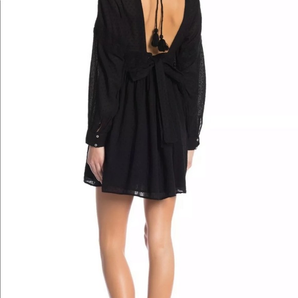Free People Sugarpie Mini Black Deep V Boho Dress - Picture 3 of 6